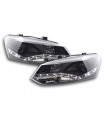 Faro diurno a LED DRL look VW Polo tipo 6R 2010- nero per guida a destra...