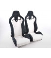 Sedili sportivi FK Seggiolini auto a semiscocca Set Columbus in pelle sintetica bianco/nero con binari di scorrimento…