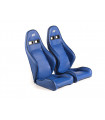 Sedili sportivi FK Set sedili auto a semiguscio Dortmund in similpelle blu con bordino bianco…