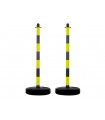 POTEAU EN PLASTIQUE POUR CHAINE DE SIGNALISATION - JAUNE/NOIR - 2 pcs…