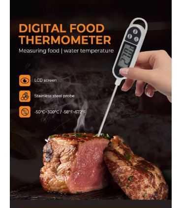 Thermomètre Numérique en Acier Inox, à lecture instantanée