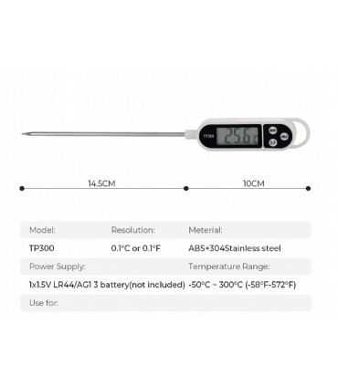 Thermomètre Numérique en Acier Inox, à lecture instantanée