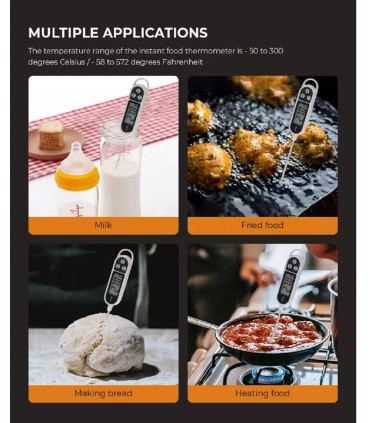 Thermomètre de Cuisine, Numérique en Acier Inox, à lecture instantanée