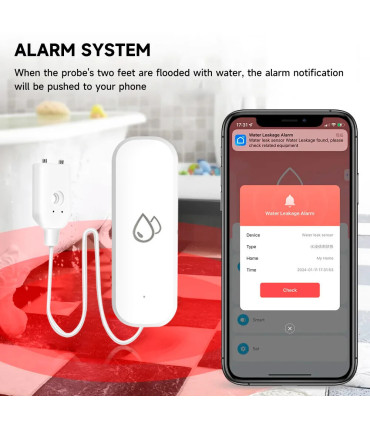 capteur, wifi, zigbee, alarme, tuya, fuite, mobile, détecteur, dans
