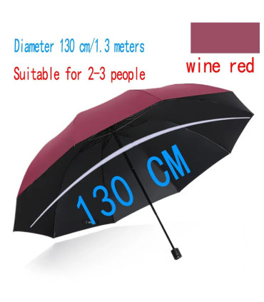 [Red] Parapluie pliant surdimensionné de 130CM, coupe-vent et imperméable, grand parasol de sol