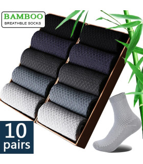 10 paires/lot hommes chaussettes en Fiber de bambou 2025 nouvelle Compression automne longue no