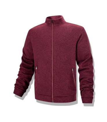 Sweat-shirt décontracté pour hommes, veste Cardigan à fermeture éclair complète, col montant, a