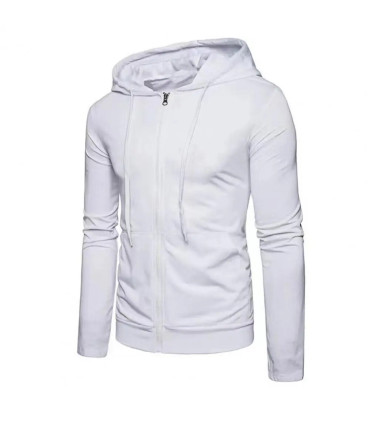 Veste à capuche à manches longues PVD pour hommes, fermeture à glissière, sweat-shirt Slim Fit,
