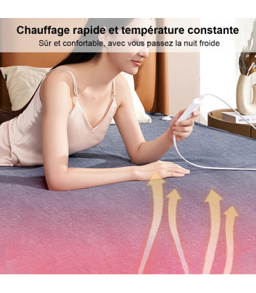 [Gray 120x150CM EU] Couverture chauffante électrique avec thermostat automatique, matelas de li