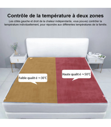 [Gray 120x150CM EU] Couverture chauffante électrique avec thermostat automatique, matelas de li