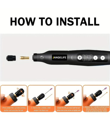 [Black-115pcs] JANGKLIFE USB Kit d\'outils rotatifs sans fil stylo de gravure sur bois bricolage