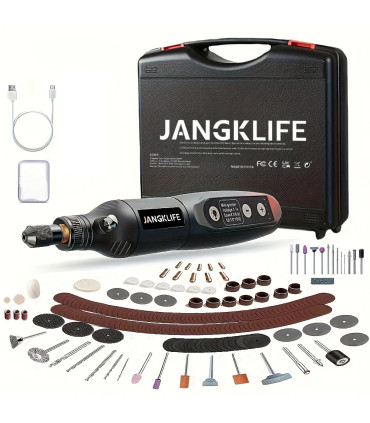 [Black-24pcs] JANGKLIFE USB Kit d\'outils rotatifs sans fil stylo de gravure sur bois bricolage 