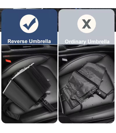 Parapluie pliant inversé entièrement automatique pour hommes et femmes, avec bande réfléchissan