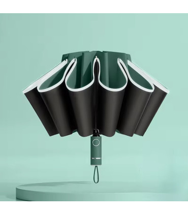 Parapluie pliant inversé entièrement automatique pour hommes et femmes, avec bande réfléchissan