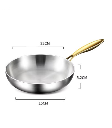 Poêle à frire de cuisine en acier inoxydable 316, poêle à frire antiadhésive non revêtue, marmi