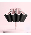 [Pink] Parapluie pliant inversé entièrement automatique pour hommes et femmes, avec bande réflé
