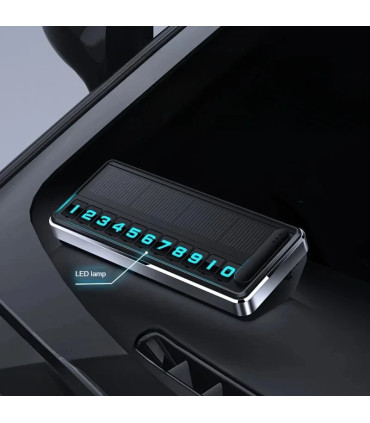 [Black] Plaque d\'immatriculation de téléphone solaire pour voiture, éclairage Led, carte de sta