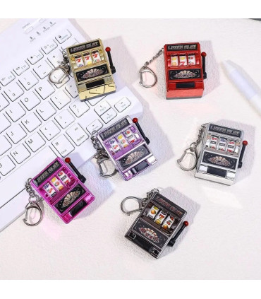 [Silver] Mini machine à sous de jeu avec porte-clés, gadget anti-stress, porte-clés de jeu amus