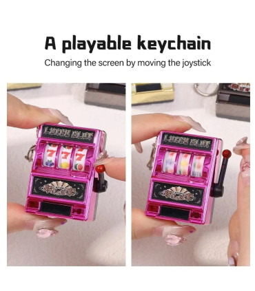[Gold] Mini machine à sous de jeu avec porte-clés, gadget anti-stress, porte-clés de jeu amusan