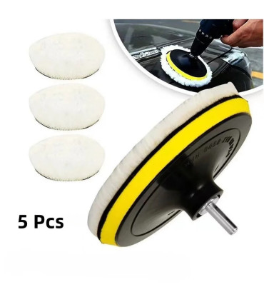 [Roue de laine 5in-5pcs] Kit de polissage 3/4/5 pouces, 5 pièces, tampon de polissage pour voit