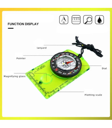 [Blue CHINA] Boussole d\'orientation étanche pour la lecture de cartes, plaque de base, randonné