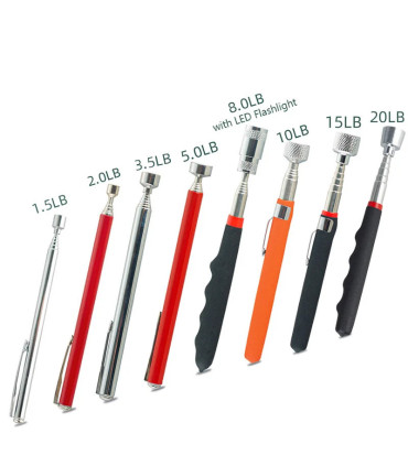 [5Pcs] Ensemble d\'outils de ramassage magnétique télescopique, miroir d\'inspection, lampe de po