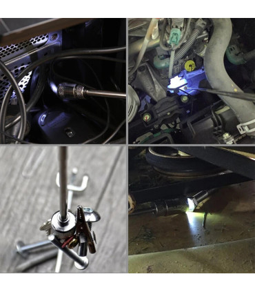 [5Pcs] Ensemble d\'outils de ramassage magnétique télescopique, miroir d\'inspection, lampe de po