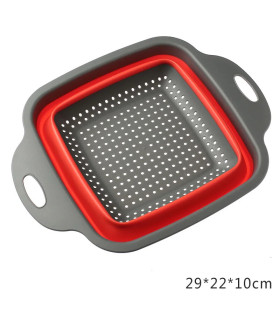 [Large Red] Mir de lavage de légumes pliable, filtre à fruits, passoire portable, nettoyeur de 