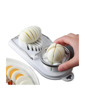 [WHITE] Trancheur d\'œufs multifonctionnel en acier inoxydable, séparateur fantaisie, outil de c