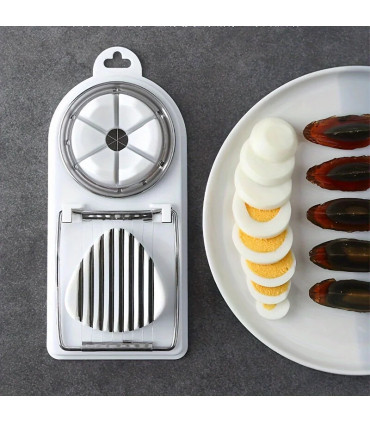 [WHITE] Trancheur d\'œufs multifonctionnel en acier inoxydable, séparateur fantaisie, outil de c