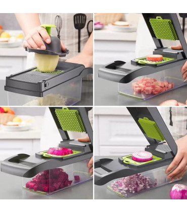 [16 piece set] Trancheuse à légumes multifonctionnelle 16 en 1, trancheuse de fruits et d\'ingré