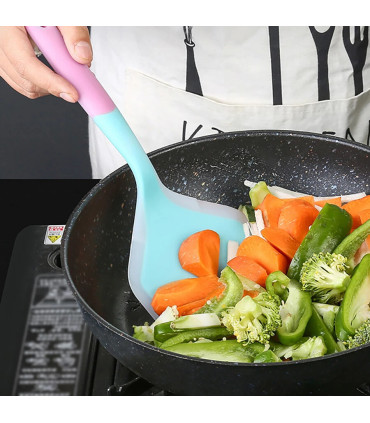 [1PC yellow] Spatule à jade en silicone multicolore, poêle antiadhésive, spatule à frire résist