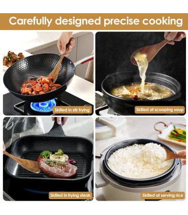 [Wood no Holder B] Ensemble d\'ustensiles en bois, ensemble d\'ustensiles de cuisine, Kit d\'usten