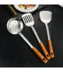 [5pcs] Ensemble de spatule de cuisine en acier inoxydable, manche brûlant, cuillère, passoire, 