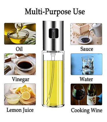 [Silver] Pulvérisateur d\'huile d\'olive, bouteille en verre de qualité alimentaire avec tête de 