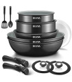 [Black 13-Piece France] Batterie de cuisine à induction avec revêtement céramique sain, cassero