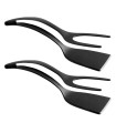 [Black 2pcs ] Spatule à crêpes antiarina, tourneurs frits, pince à œufs, cuisine, steak, p