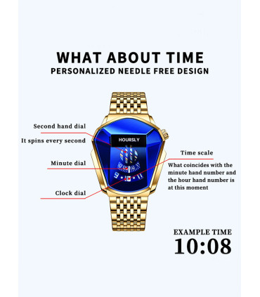 [Gold-Gold] Montre à quartz étanche pour homme, personnalité de moto, nouvelle tendance