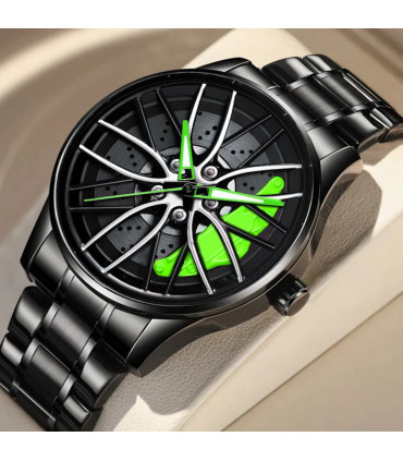 [LT03-HUANG] Montre de voiture à cadran rotatif, mouvement à Quartz, en acier inoxydable, VA AV