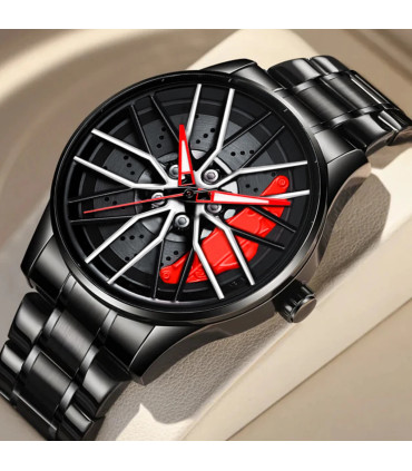 [LT03-HUANG] Montre de voiture à cadran rotatif, mouvement à Quartz, en acier inoxydable, VA AV