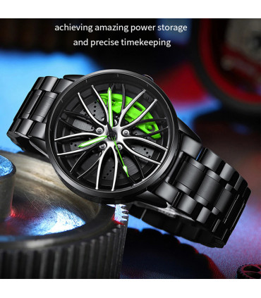 [LT03-HUANG] Montre de voiture à cadran rotatif, mouvement à Quartz, en acier inoxydable, VA AV