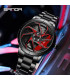 [Steel Black Red] SANDA-Montre de sport étanche en acier inoxydable pour homme, jante de voitur