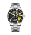 [Argento giallo] LIGE nuovo orologio sportivo da uomo con ruota auto impermeabile orologio al quarzo.