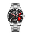 [Plata rojo] LIGE nuevos deportes hombres reloj de rueda de coche negocios impermeable reloj de cuarzo
