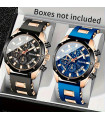 [Rosa nera blu] [Orologio al quarzo da uomo alla moda] 2 pezzi orologio sportivo casual.