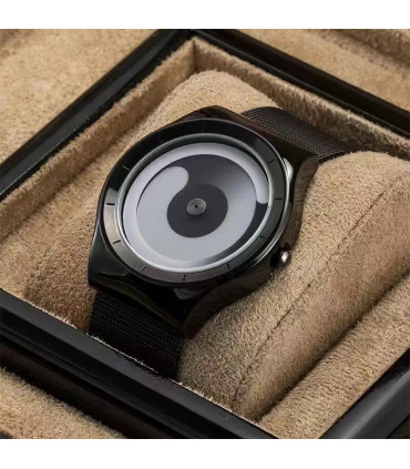 [Black white] Montre à quartz Vortex Pointless pour homme, style créatif, couple apprenant et v