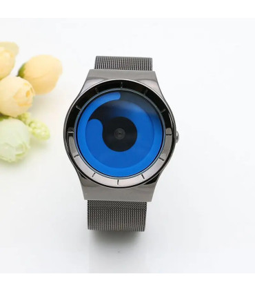 [Black white] Montre à quartz Vortex Pointless pour homme, style créatif, couple apprenant et v