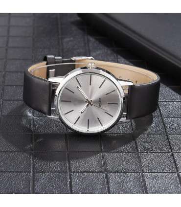 [Coffee White] Montre à Quartz décontractée pour hommes, marque de luxe, célèbre, horloge mascu