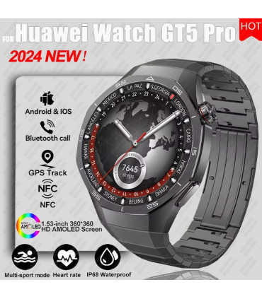 [GPS NFC Watch GT5Pro Silver blue] Nouveau pour Huawei montre GT5 Pro montre intelligente HD AM
