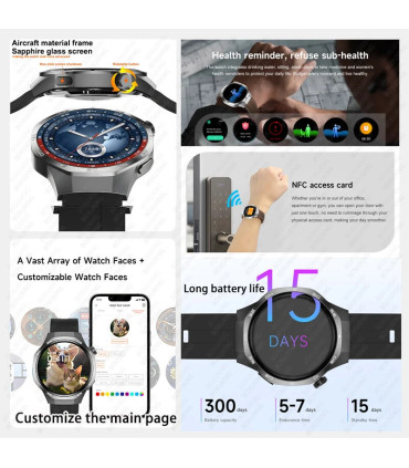 [GPS NFC Watch GT5Pro Silver red] Nouveau pour Huawei montre GT5 Pro montre intelligente HD AMO